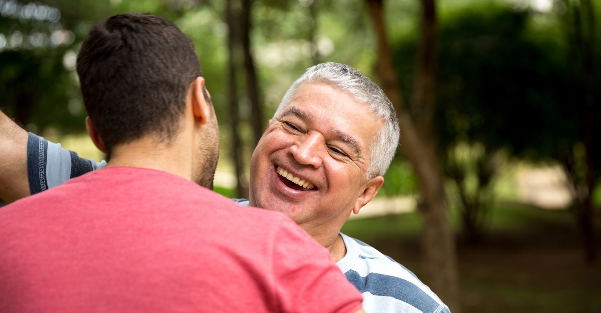 Adult child returning home to his father